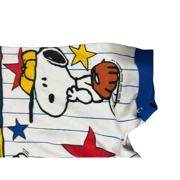 Vintage Little Miracles 3-6 months AOP Snoopy Peanuts baseballs stars romper one - Picture 2 of 4